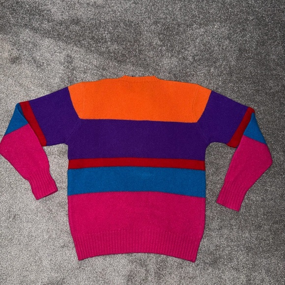 VNTG Polo Ralph Lauren Multicolor Crewneck 100% Wool Sweater - Picture 4 of 4